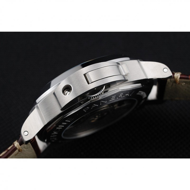 Panerai Luminor GMT Black Dial Brown Leather Bracelet Replica Watches